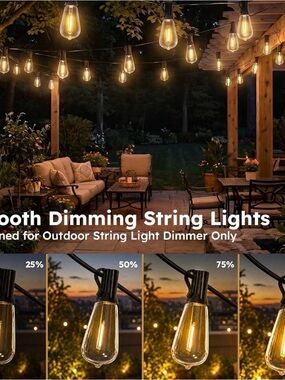 Outdoor Warm White String Lights – Smooth Dimming Patio Lighting